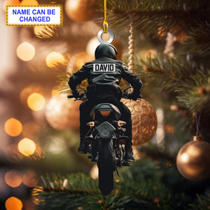 Custom Name Motorcycle V2 Christmas Ornament, Christmas Tree Hanging Decor, Flat 2D Ornament Acrylic/Wooden, Dirt Bike Ornament