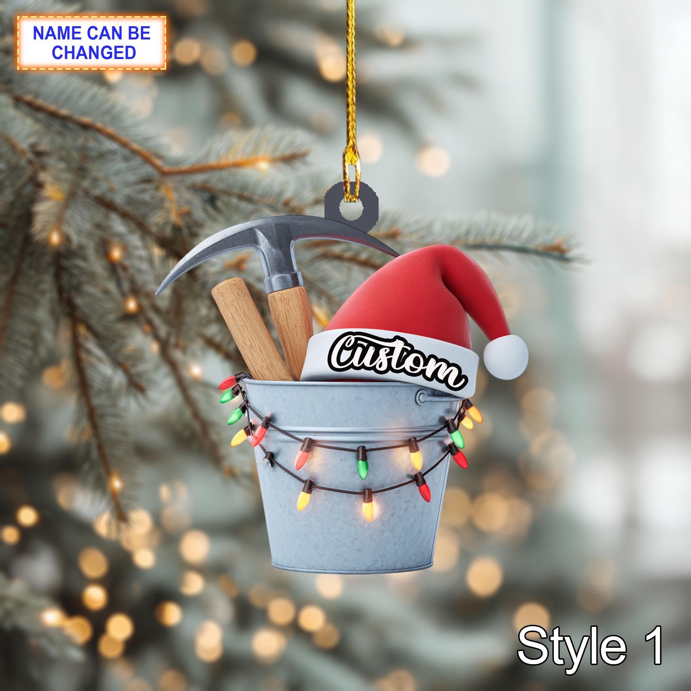 Farmer Farming Tools acrylic 2D flat Christmas ornament, festive tree hanging acrylic holiday decoration, farmer tools 2D flat acrylic gift
