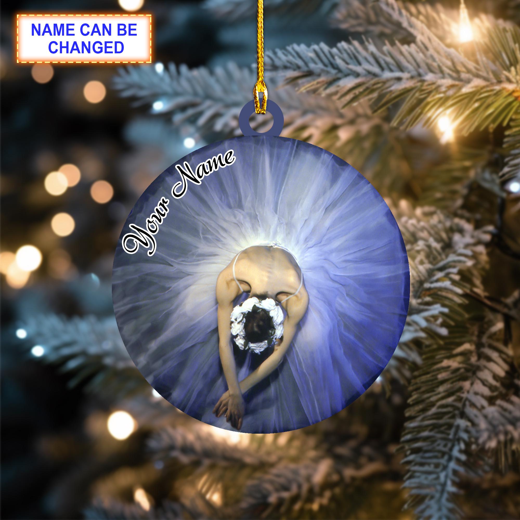 Custom Name Ballet Christmas Ornament, Christmas Ornament, Christmas Tree Hanging Decor,Flat 2D Ornament Acrylic/ Woodent,Ballet Dancer Gift
