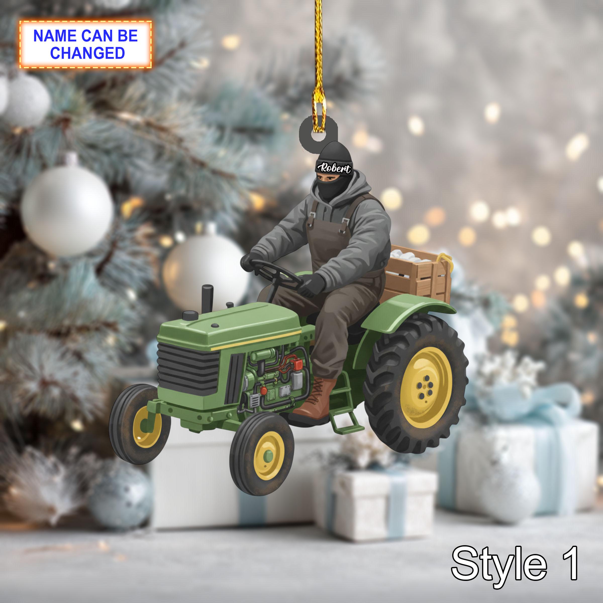 Custom Name Farmer Christmas Ornament, Holiday Tree Hanging Decor, 2D Flat Acrylic Ornament, Unique Farmer Gift, Festive Christmas Decor