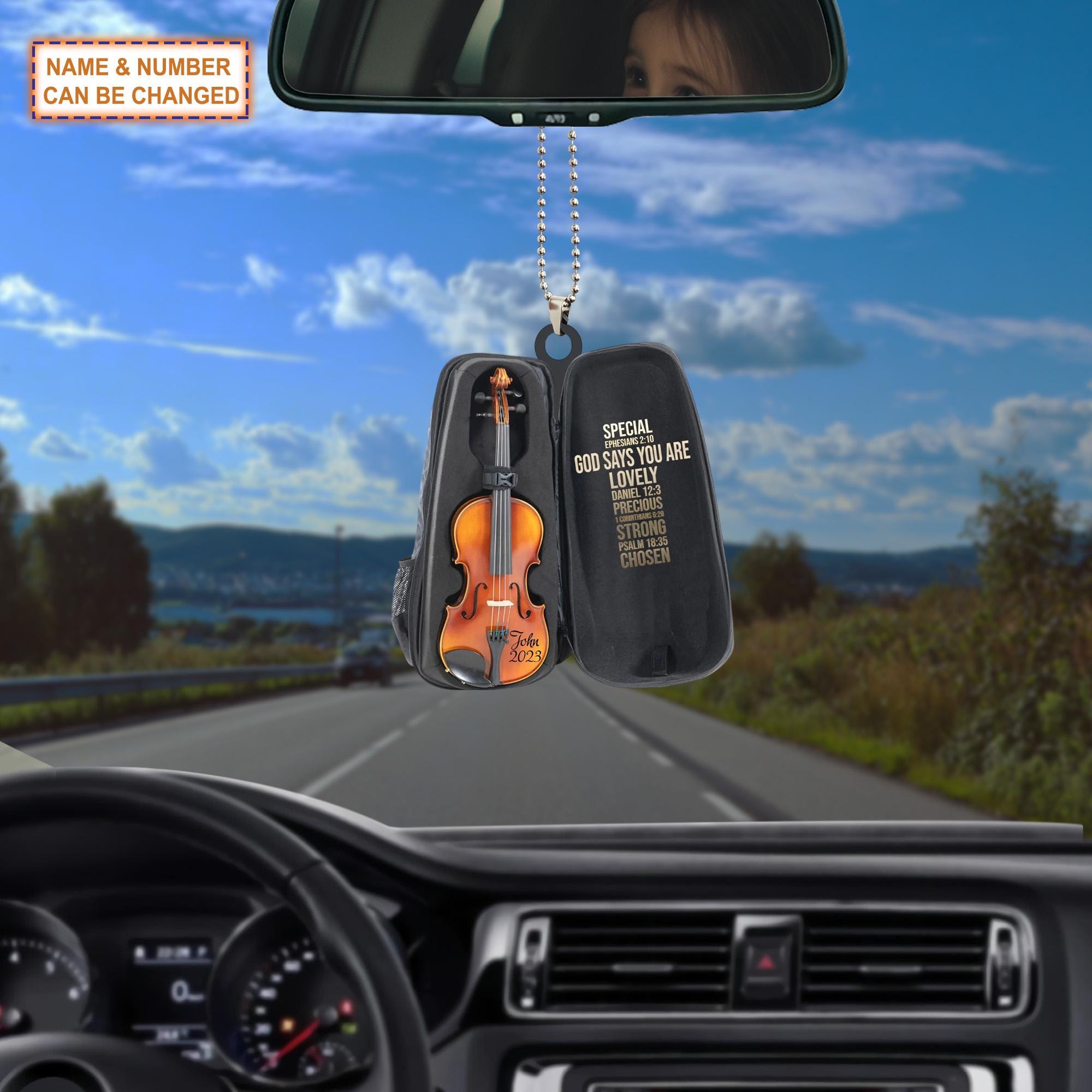 Custom Name And Number Violin Bag Christmas Ornament, Christmas Tree Hanging Decor, Flat 2D Ornament Acrylic/ Wooden, Violin Player Gift