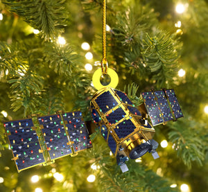 Satellite Led Light Personalized Ornament, Tree Hanging Decor, Christmas Ornament, Flat 2D Ornament Acrylic / Wooden
