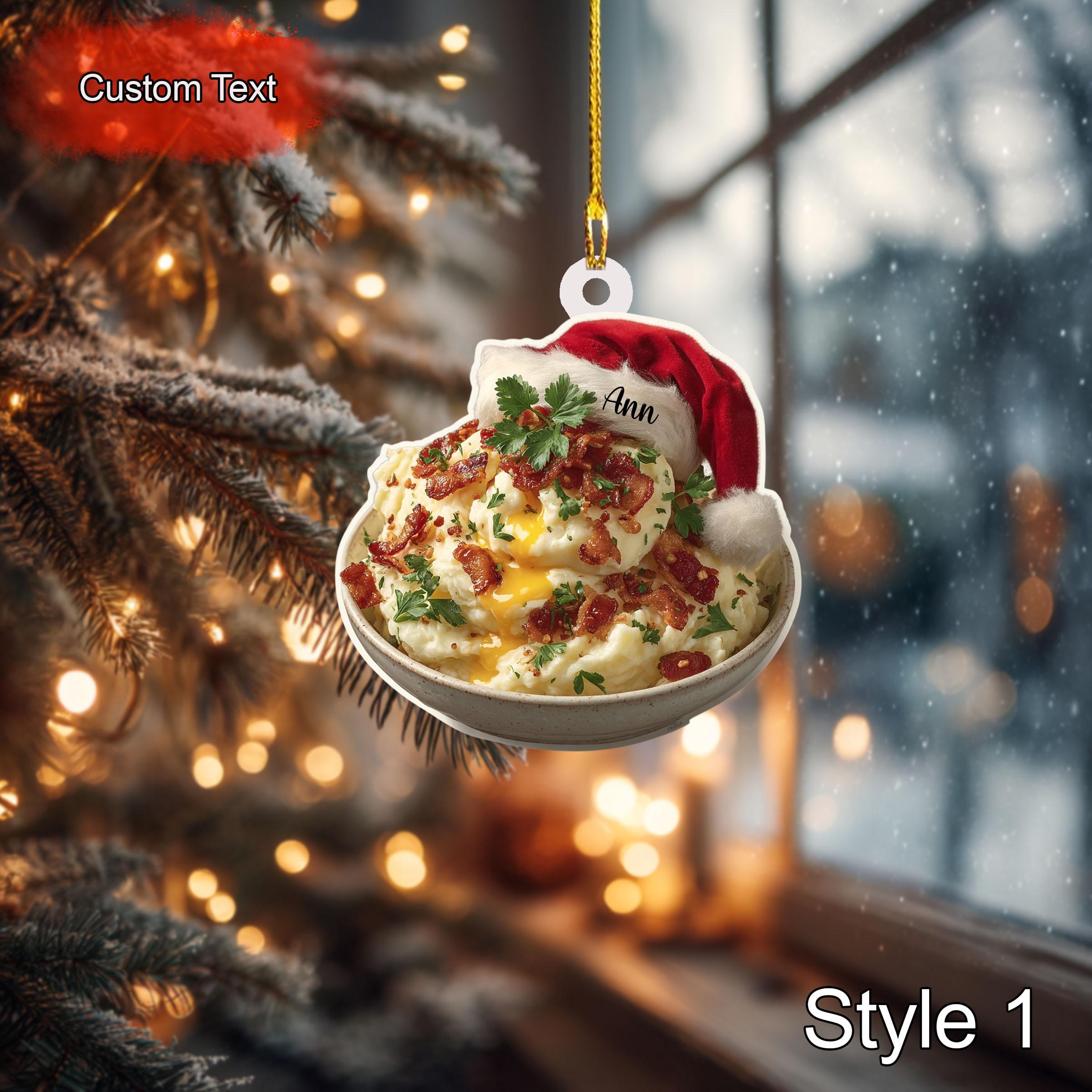 Custom Mashed Potatoes Christmas Ornament, Personalized Holiday Ornament, 2D Flat Acrylic Festive Decoration, Tree Hanging Custom Xmas Gift
