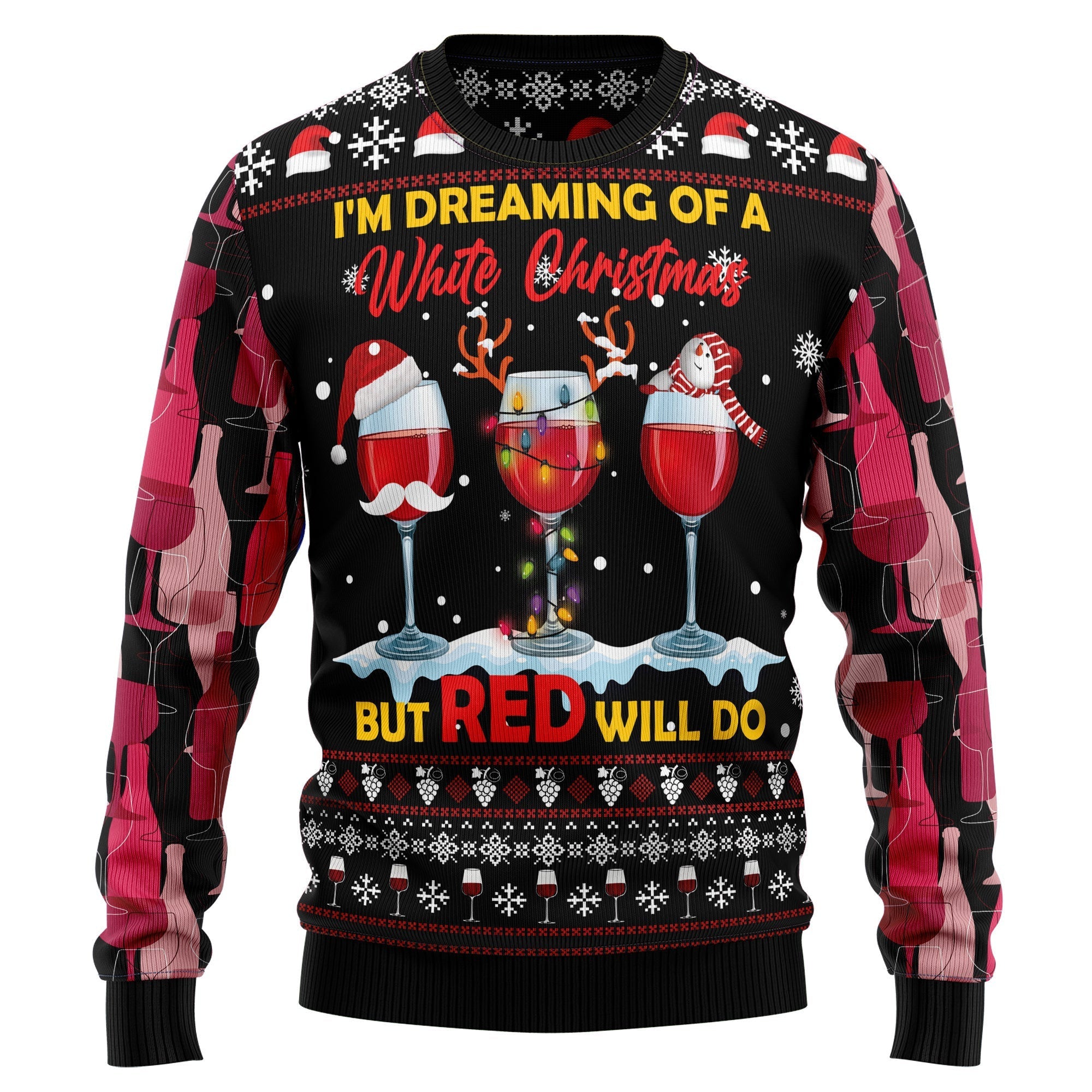 Wine Red Ugly Christmas Sweater For Men And Women, Ugly Christmas Sweater, Funny Xmas Sweaters