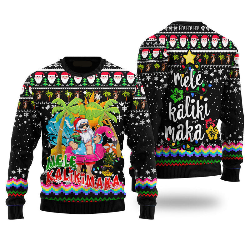 Hawaiian Santa Claus Mele Kalikimaka Ugly Christmas Sweater Foe Men And Women, Ugly Christmas Sweater, Funny Xmas Sweaters