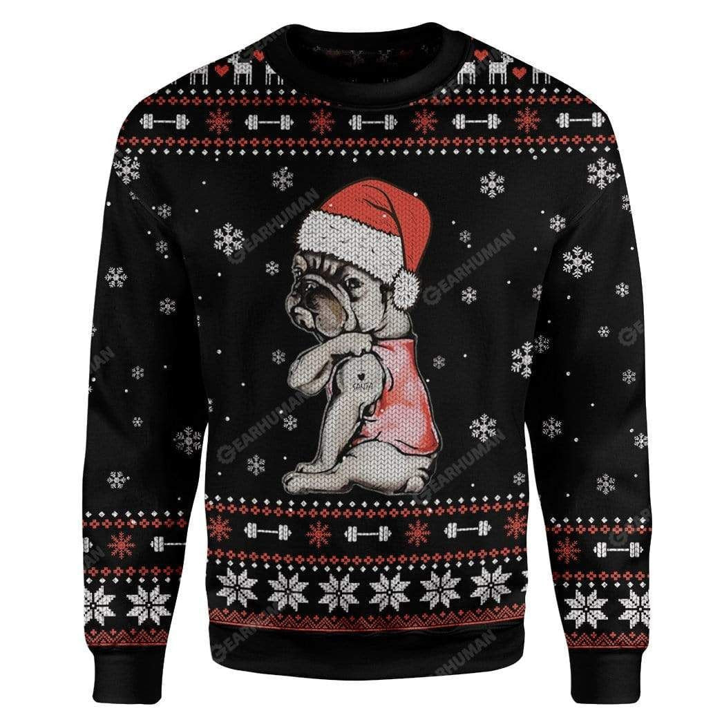 I Love Mom Frenchie Christmas Ugly Sweater, Ugly Christmas Sweater, Funny Xmas Sweaters