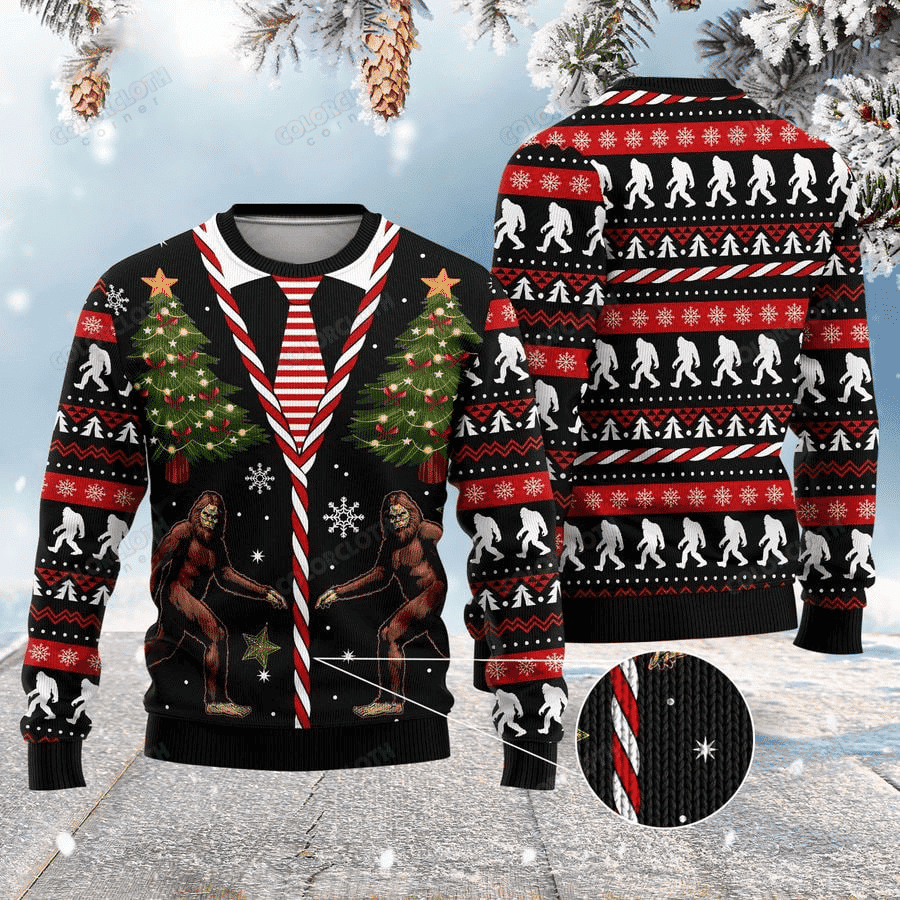 Funny Vintage Bigfoot Ugly Christmas Sweater, Ugly Christmas Sweater, Funny Xmas Sweaters