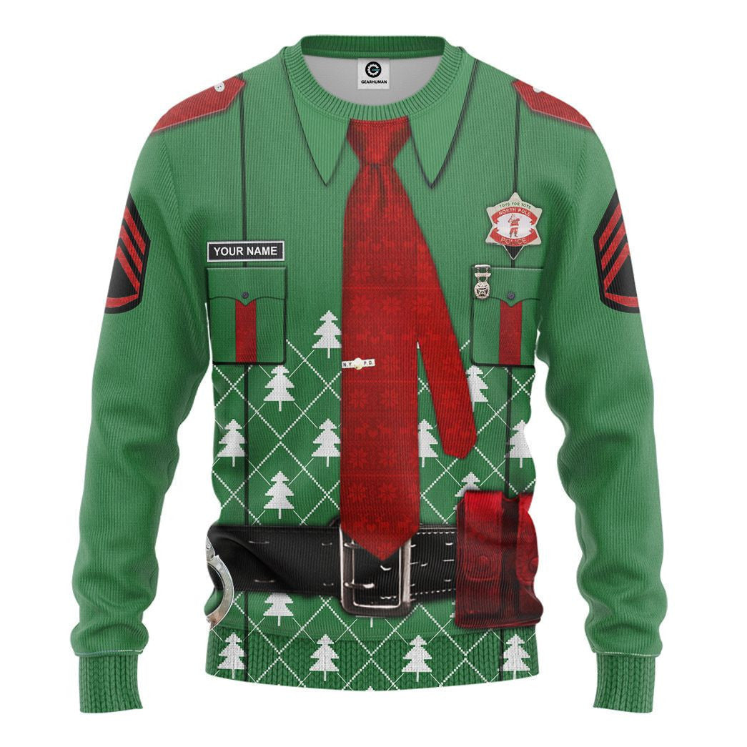 3D Police Christmas Ugly Sweater, Ugly Christmas Sweater, Funny Xmas Sweaters
