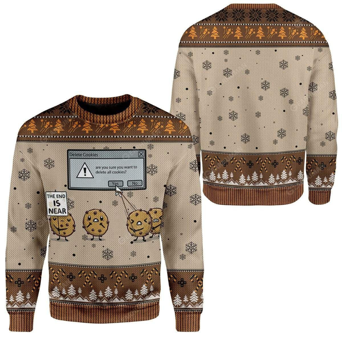 The End Is Near Delete Holiday Cookies Christmas Ugly Sweater, Funny Christmas Sweaters