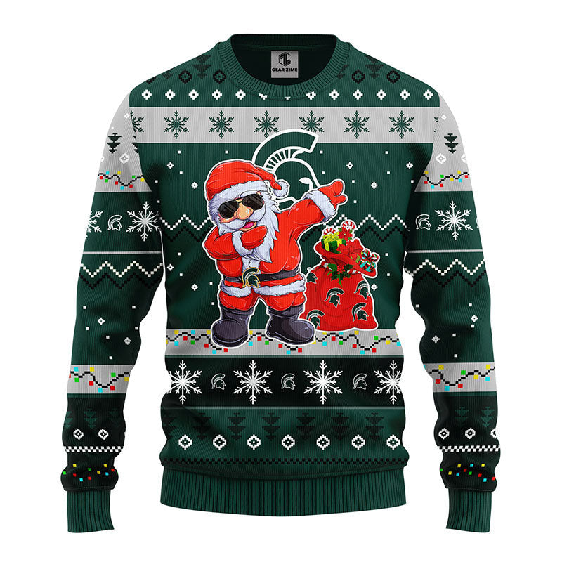 Michigan State Spartans Dabbing Santa Claus Ugly Sweater Partyugly Sweater Ideas- Ugly Christmas Sweater Jumper
