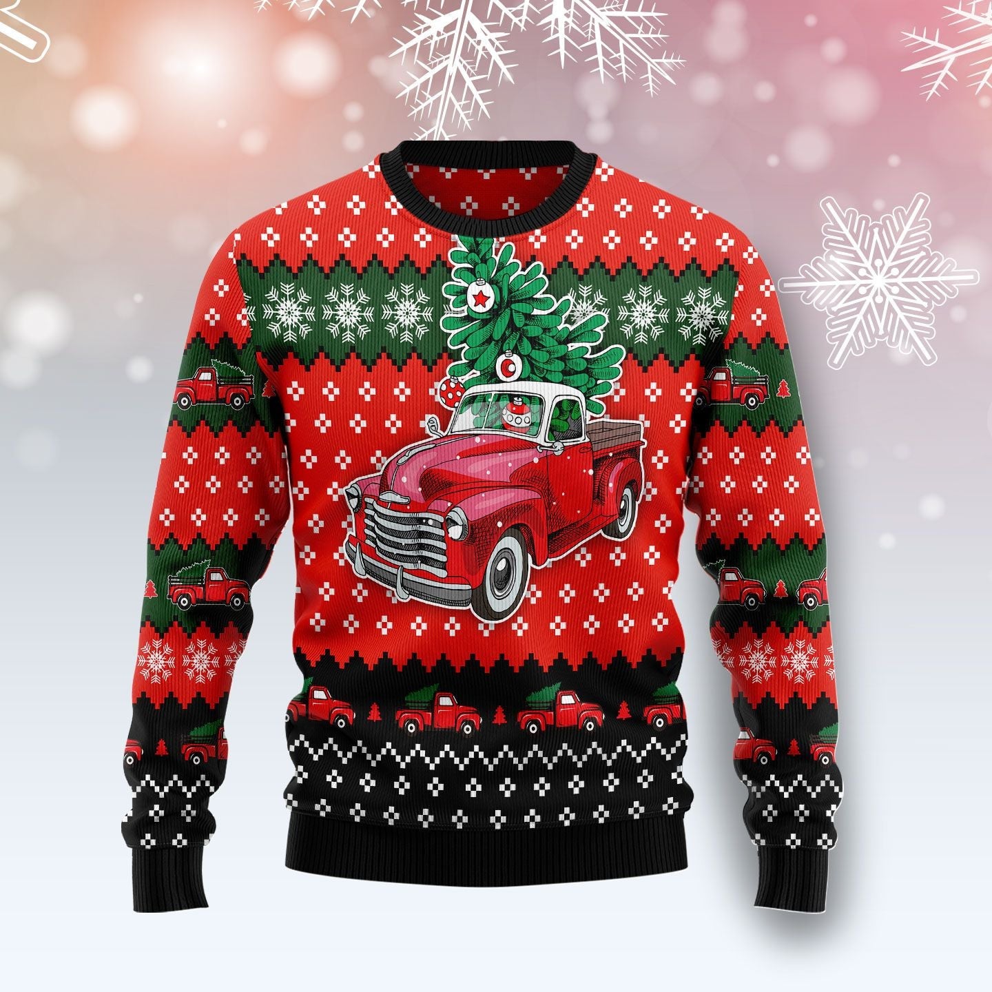 Red Truck Christmas, All Over Printugly Sweater Partyugly Sweater Ideas, Ugly Christmas Sweater Jumper