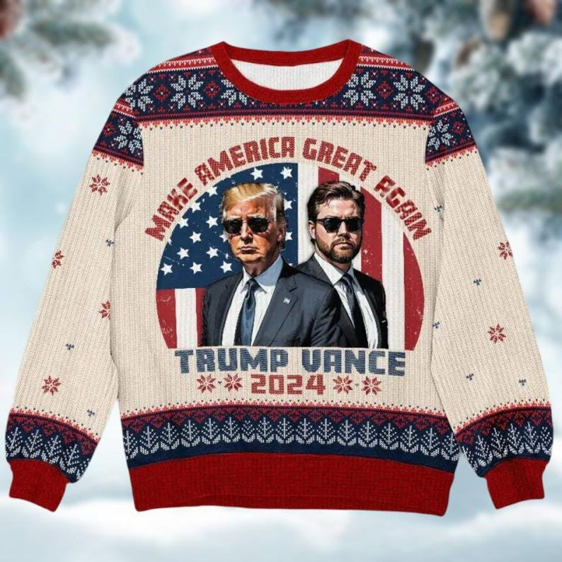 Trump Christmas Ugly Sweater, Merry Christmas Great Again Ugly Sweater, Trump Vance Sweater Men, Xmas Trump Sweatshirt