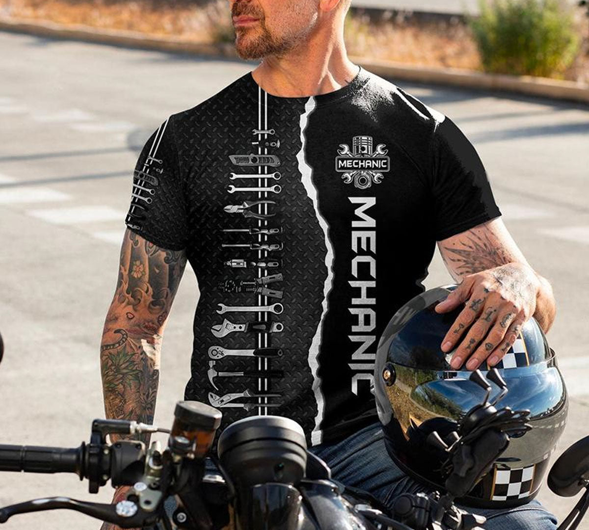 Personalized Name Mechanic Tool Print Shirt, Customized Tool Box Garage Shirts for Men and Women, Mechanic Lover, Mechanic Gift