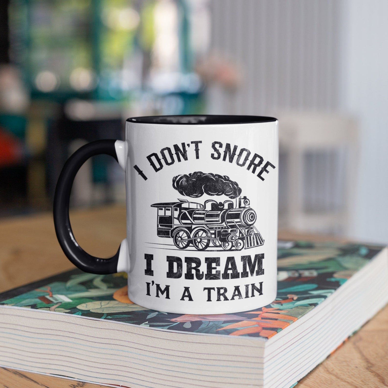 Don't Snore Dream I'm A Train Mug Funny Train Railroad Coffee Mugs, Trains Mug, Trainwatching Gift, Gifts for Train Conductor
