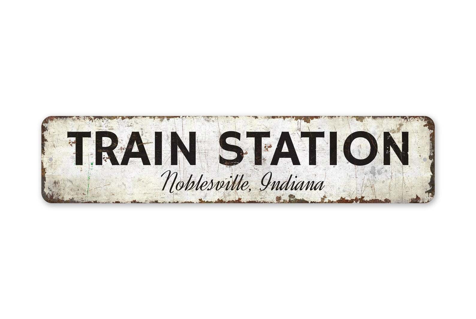 Personalized Train Station Metal Sign - Custom Rustic Model Railroad Room Gift For Grandpa Home Decor