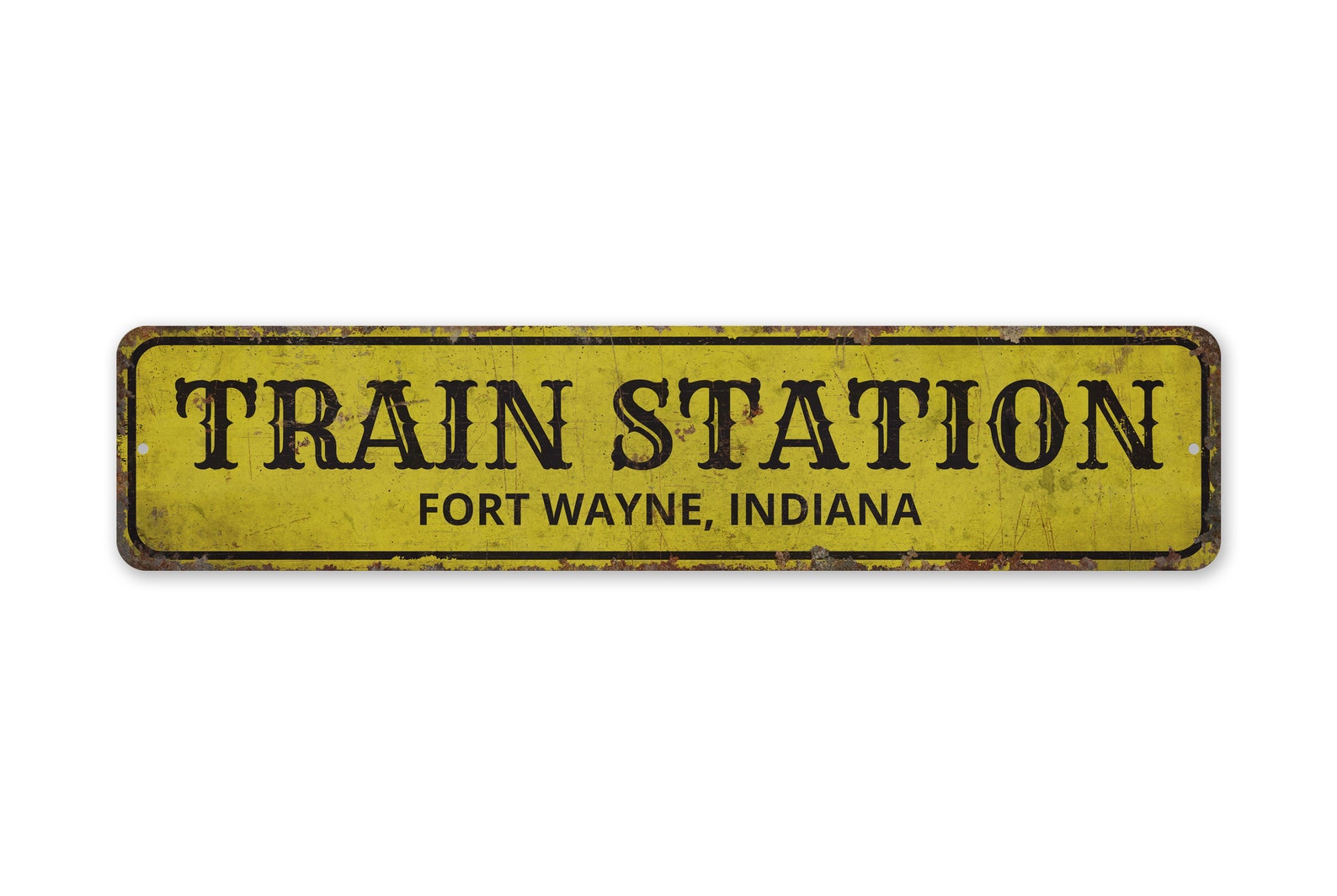 Personalized Rustic Train Station Metal Sign For Grandpa Room - Custom Model Railroad Room Home Decor