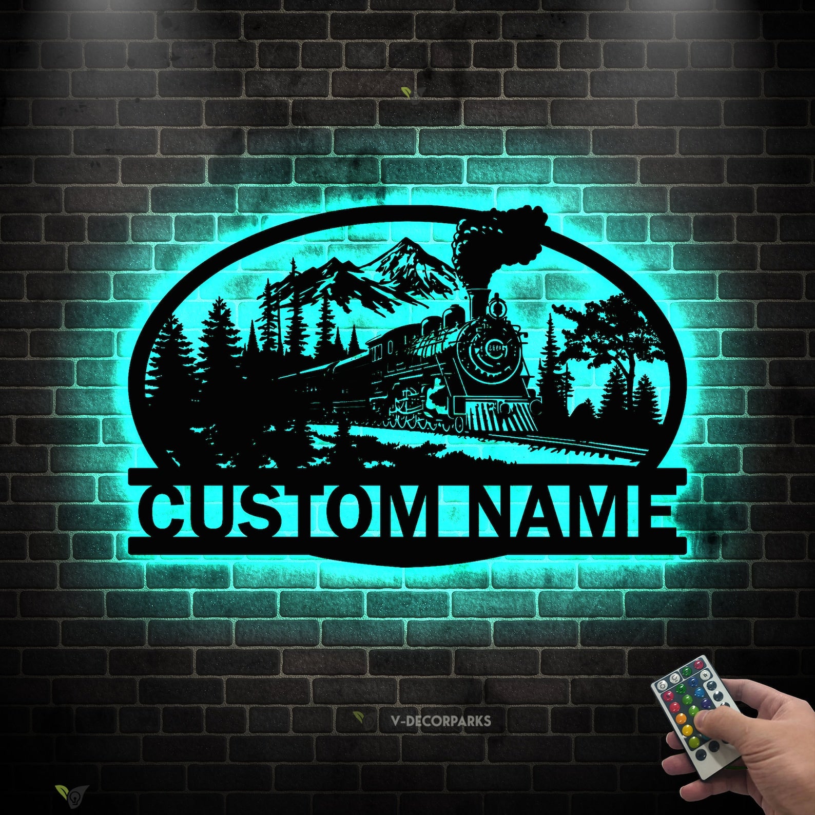 Custom Steam Engine Train Locomotive Metal Wall Art with LED Light Personalized Train Driver Name Sign Home Decor