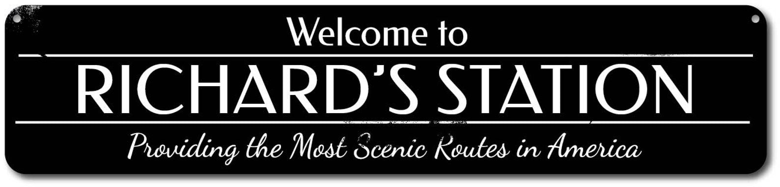 Welcome Train Station Sign, Personalized Most Scenic Routes Sign, Metal Train Man Cave Decor, Gift Idea For Train Room