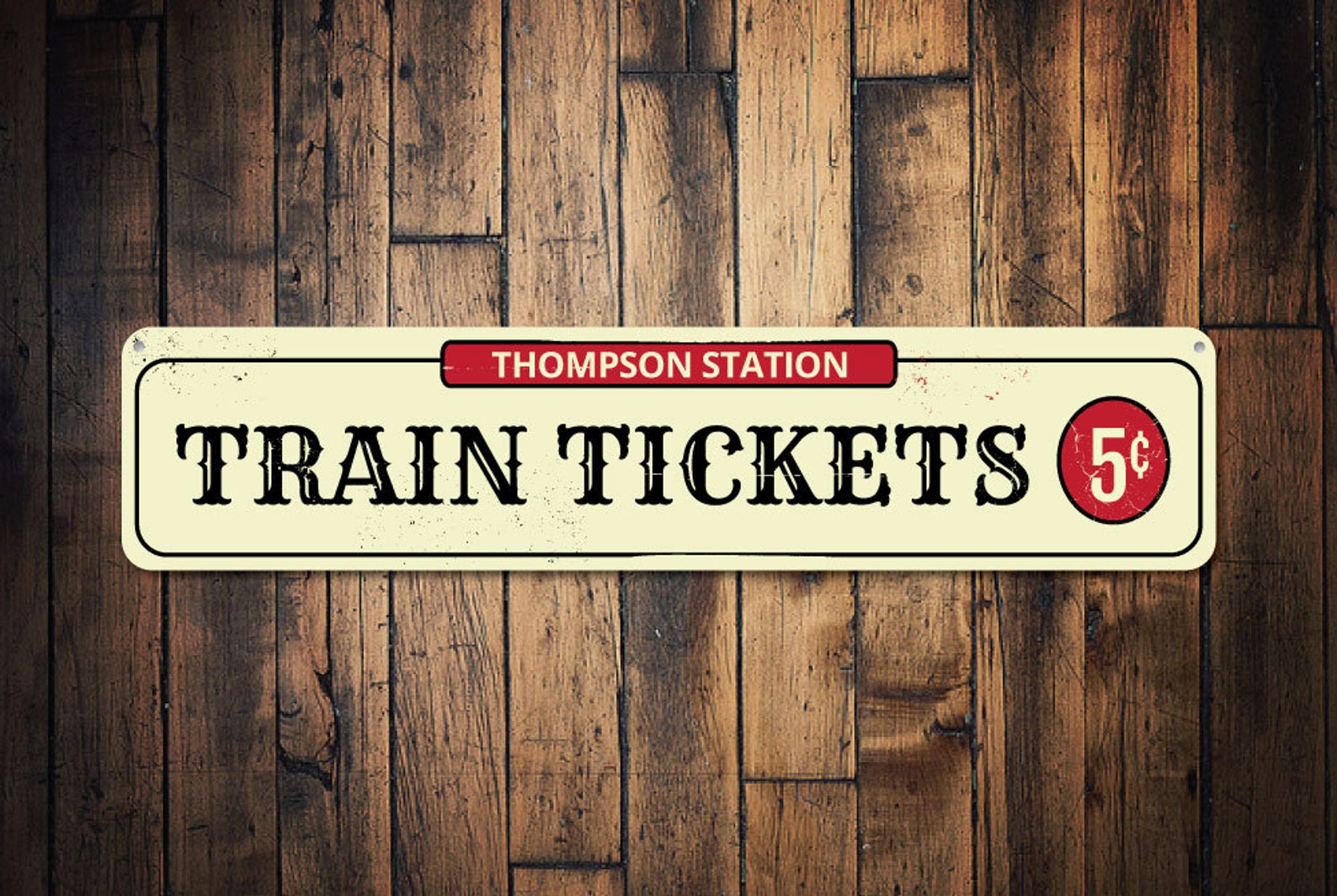 Personalized Vintage Train Tickets Sign with Custom Family Name Train Gift Idea Decor For Train Room