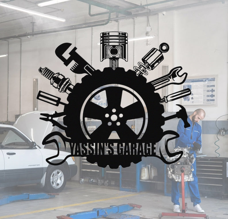 Personalized Garage Metal Sign,Custom Workshop Sign,Garage Metal Wall Sign,Garage Decor,Car Workshop Sign