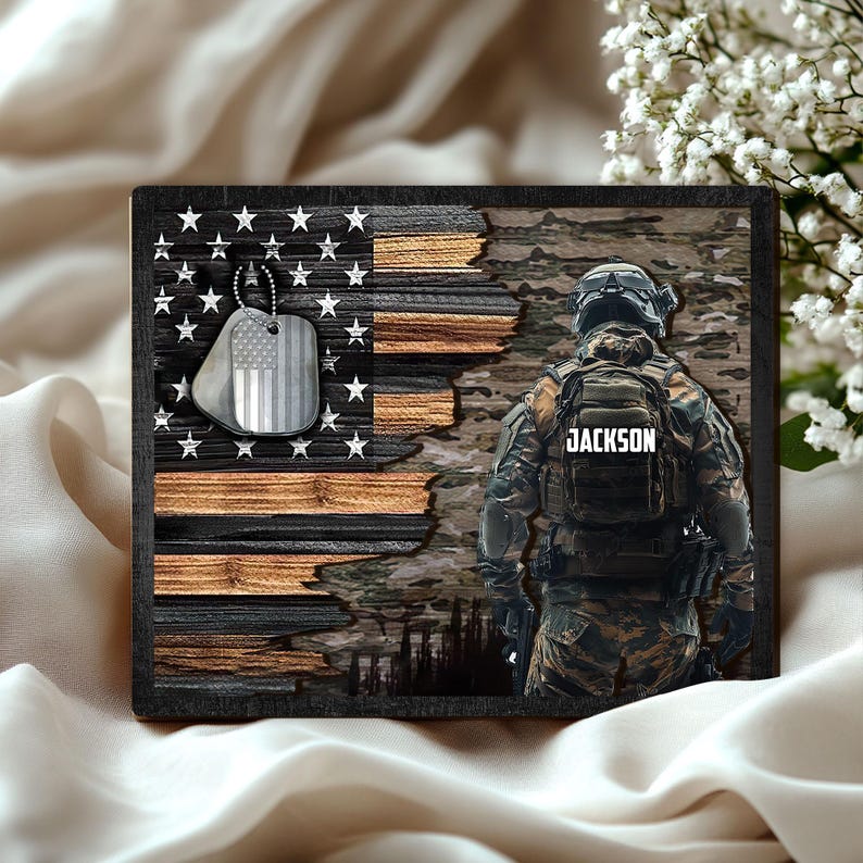 Personalized Soldier Canvas, Custom Name Military Canvas Wall Art, Veteran Canvas Home Decor, Gift for Dad, Son, Husband, Grandpa