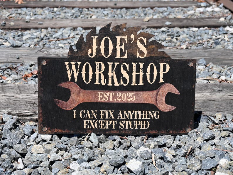 Personalized Workshop Sign For Fathers Day Gift For Dad, Grandkids Name Sign For Grandpa Gift, Family Gift for Grandpa, Custom Garage Sign
