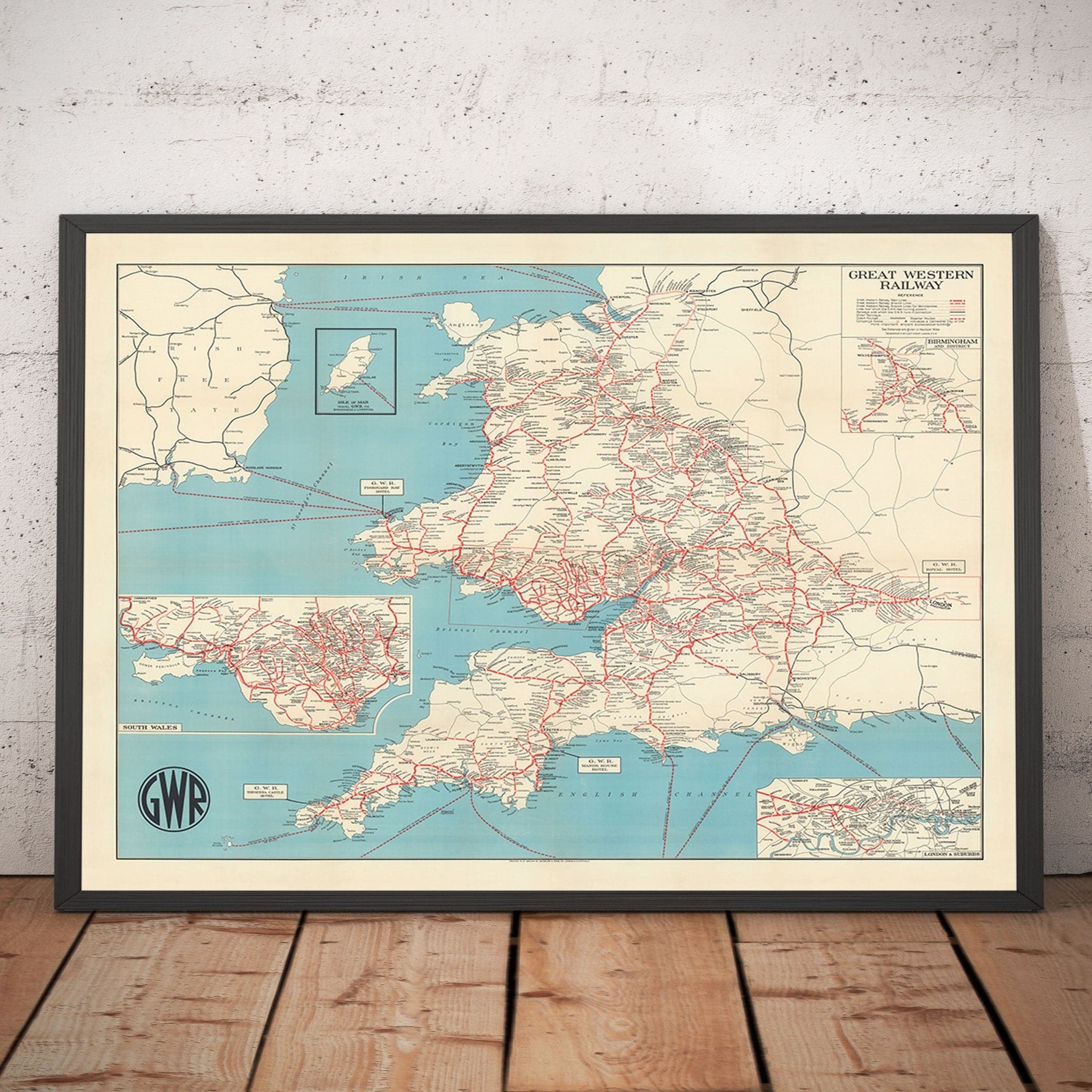 Old Map of Great Western Railway, 1950 - Pre-Beeching Cuts GWR - Main Lines, South Wales, West Country, Paddington