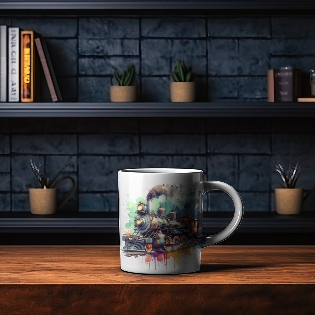 Vintage Train Mug Classic Railroad Engine Design For Train Lovers