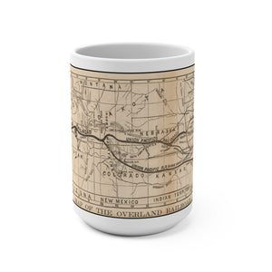 Overland Railroad Map & Steam Engine Coffee Mug Perfect for Train Model Lovers