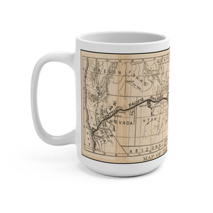 Overland Railroad Map & Steam Engine Coffee Mug Perfect for Train Model Lovers