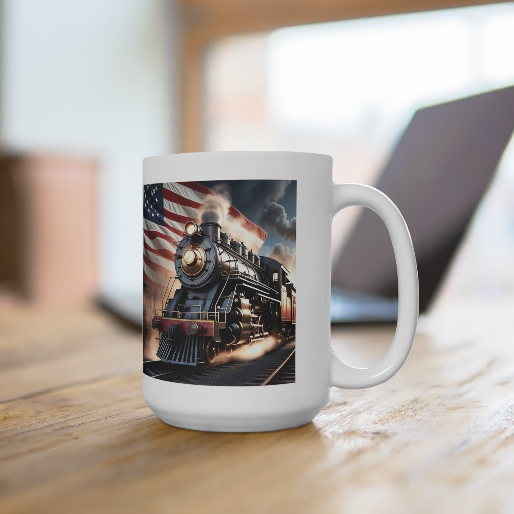 American Steam Engine Railroad Coffee Mug Gift For Train Lover