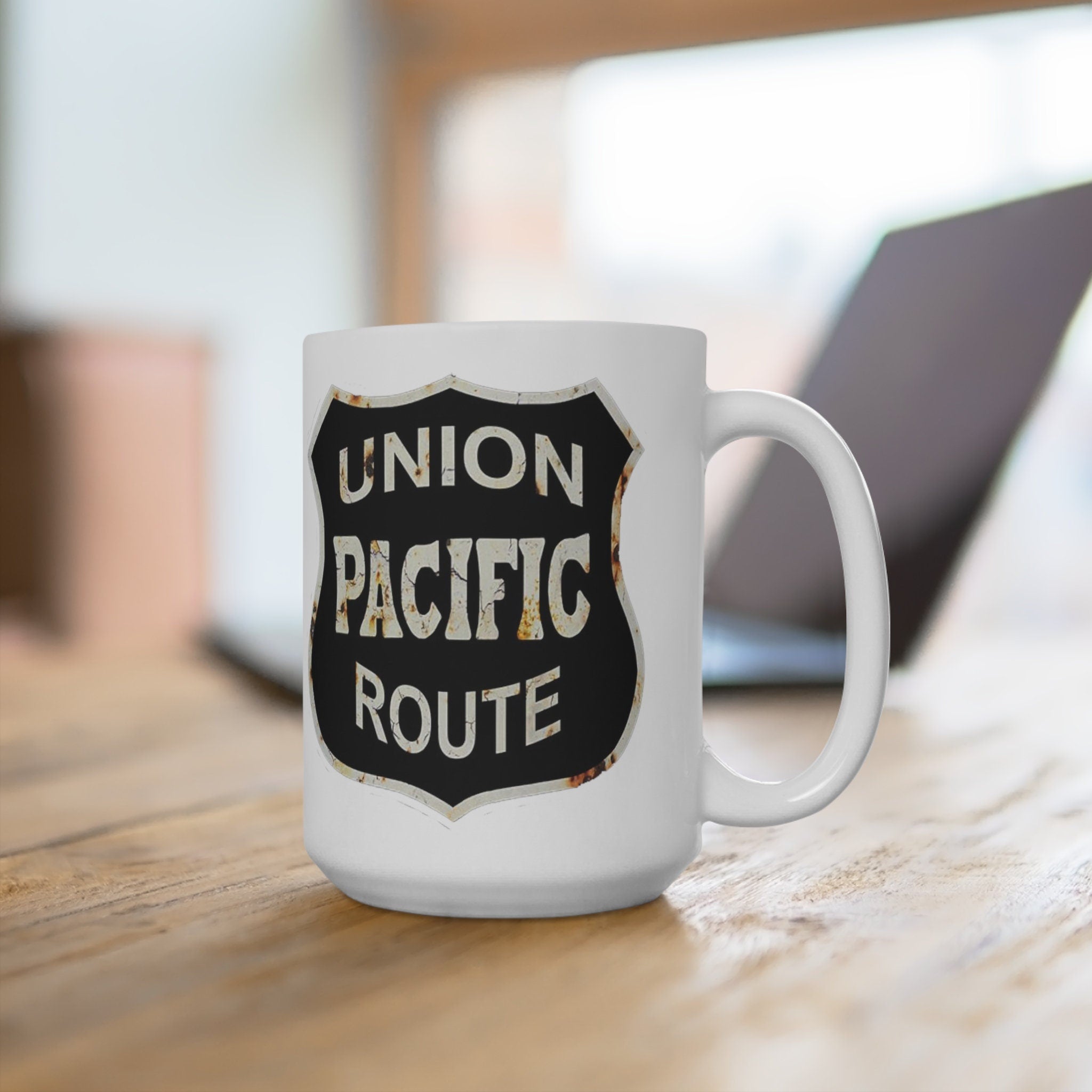 Vintage Union Pacific Route Logo Mug Coffee Cup For Train Lovers