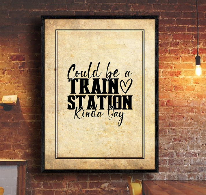 Railspirit Vintage Could be A Train Station Kinda Day Canvas Railroad Model Room Home Decor