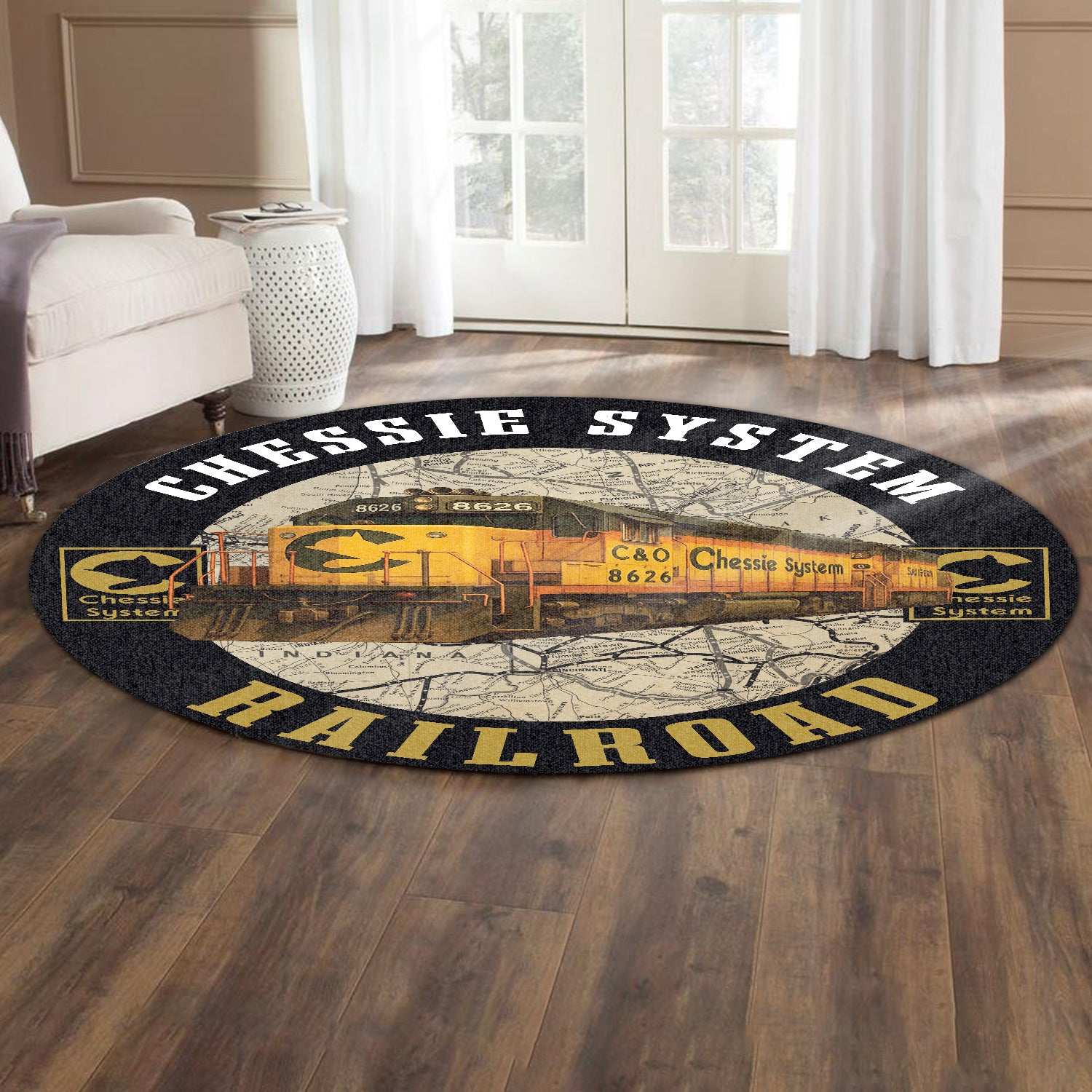 Railspirit Chessie System Locomotive Railroad Round Mat Home Decor
