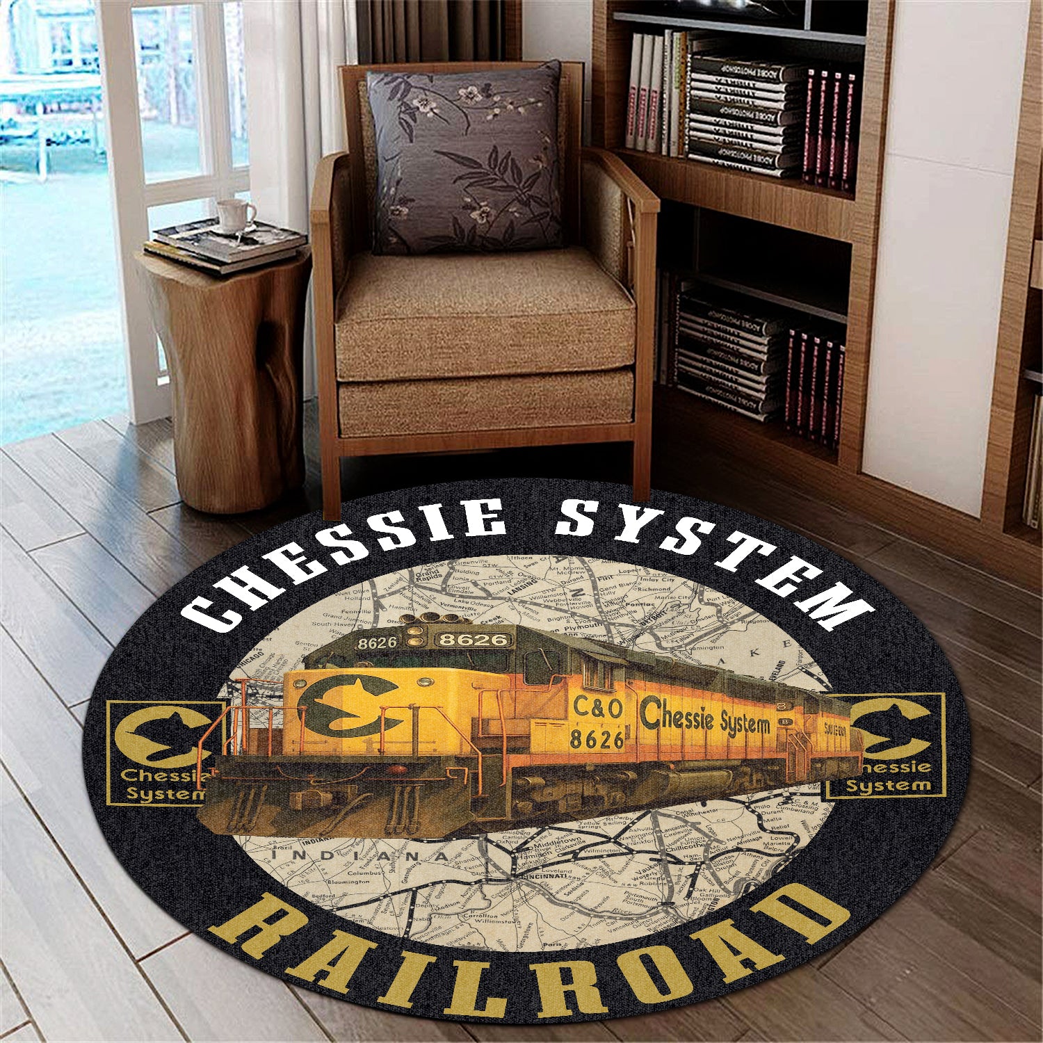 Railspirit Chessie System Locomotive Railroad Round Mat Home Decor
