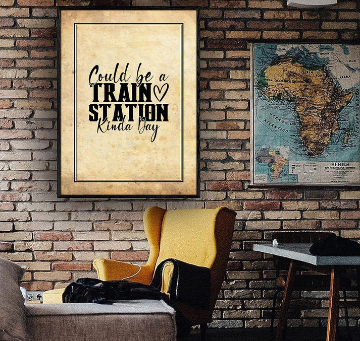 Railspirit Vintage Could be A Train Station Kinda Day Canvas Railroad Model Room Home Decor