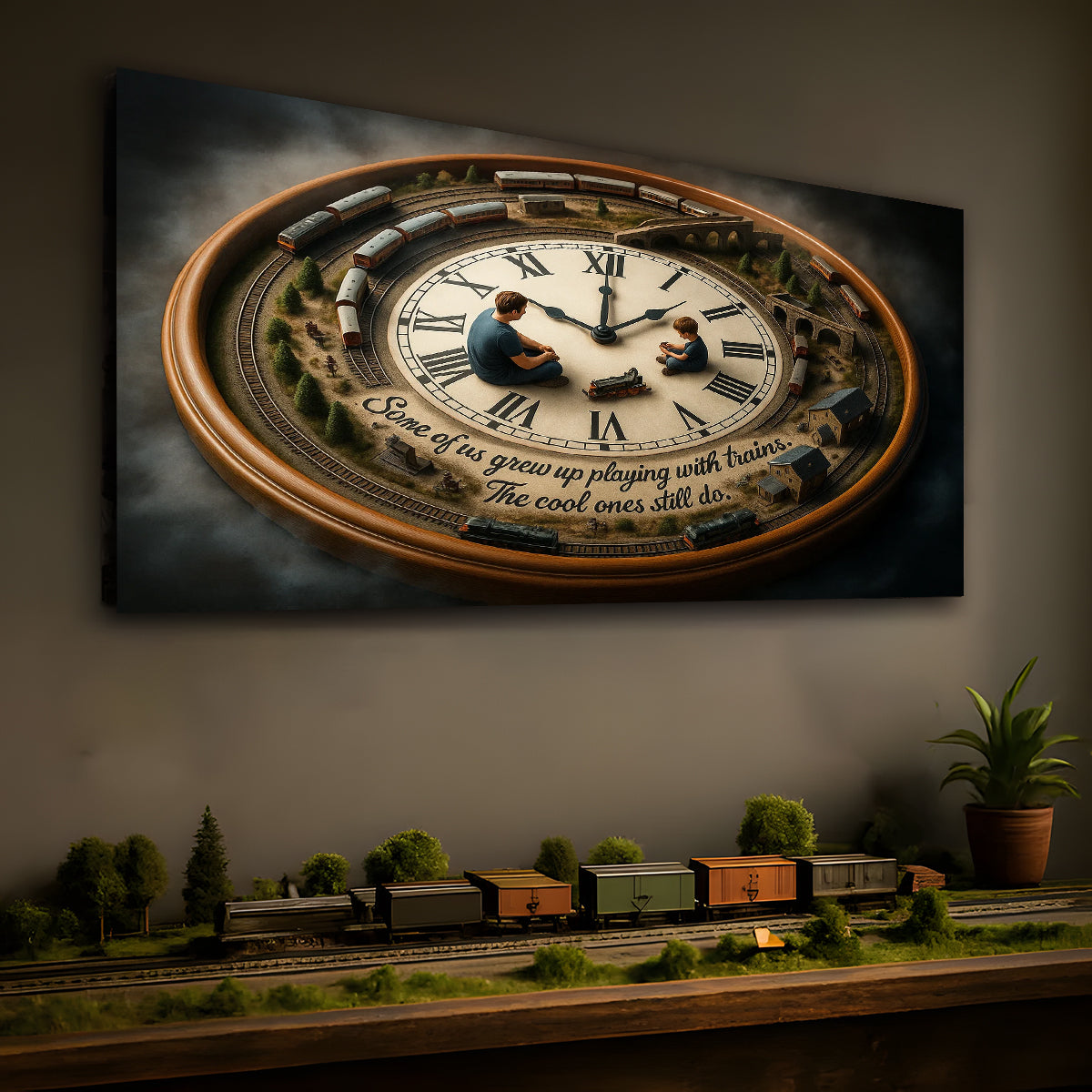 Railspirit Long Tail Canvas Some Of Us Grew Up Playing With Trains The Cool Ones Still Do Model Railway Room Home Decor