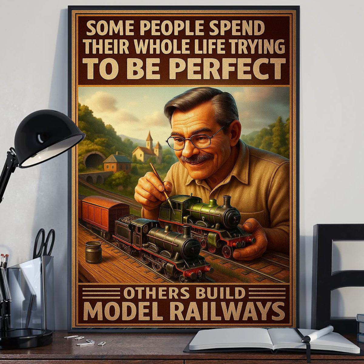 Railspirit Long Tail Canvas Some People Spend Their Whole Life Trying To Be Perfect Others Build Model Raiways Room Home Decor