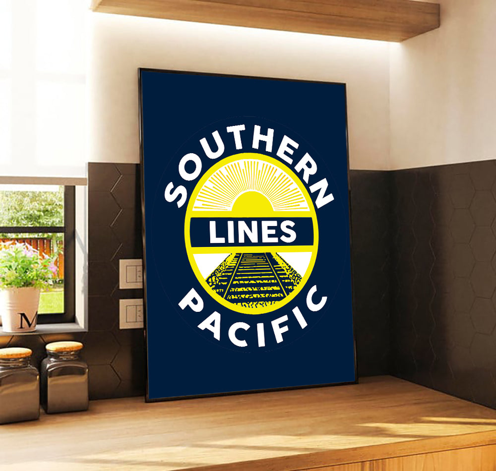 Railspirit Southern Pacific Blue Living Room Canvas Wall Art