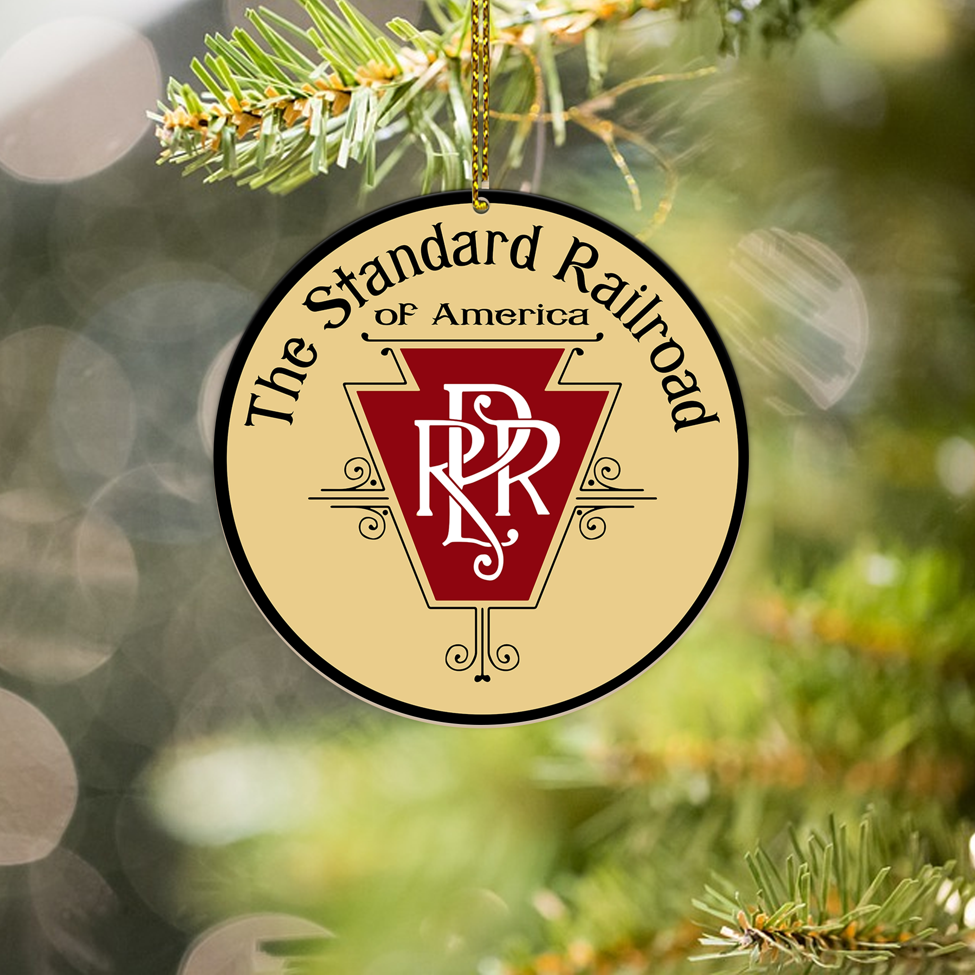 The Standard Railroad Ornament, Vintage Railway Round Christmas Decoration, Train Lover Gift