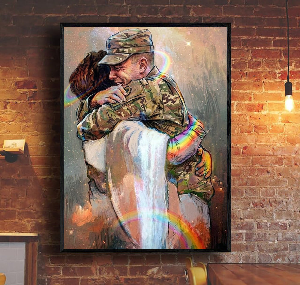 Jesus Holding A Soldier With Love Canvas Faith Hope Protection And Spiritual Wall Art