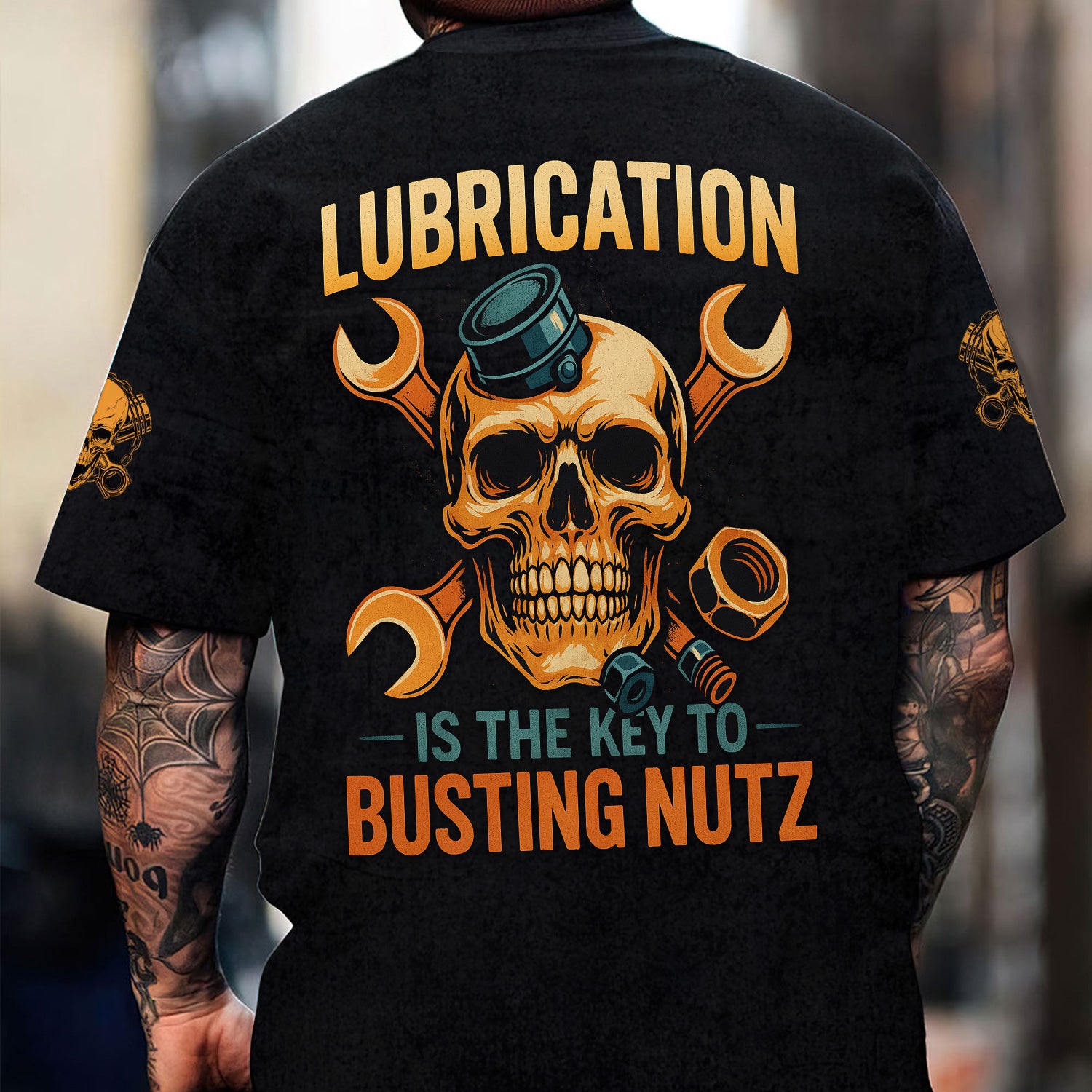 Custom Name Funny Mechanic Shirt, Lubrication Is The Key To Busting Nutz Quote Cool Gift For Men Women Garage Lovers Auto Repair Car Enthusiast Tee