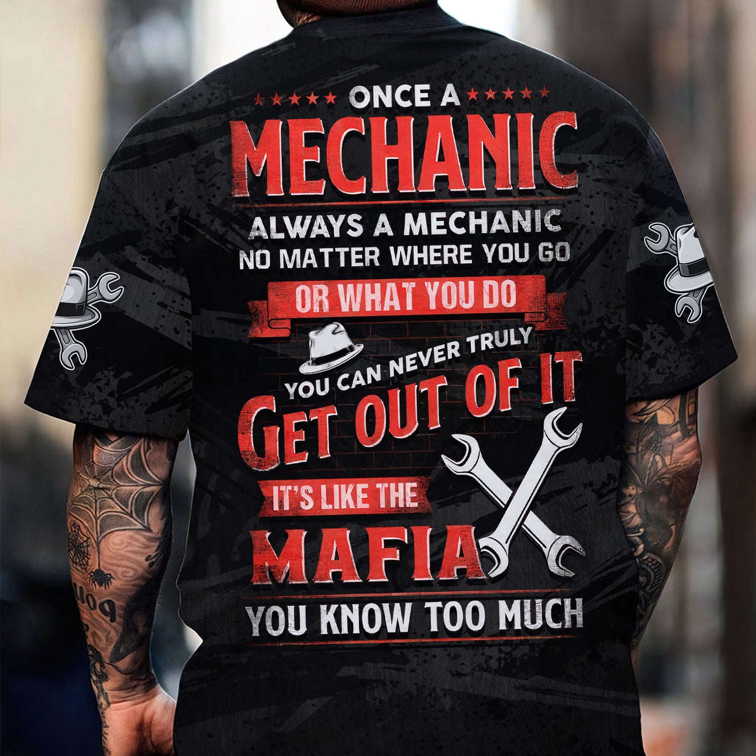 Personalized Mechanic T Shirt Custom Name Funny Auto Repair Garage Workwear Mafia Quote Tee Car Repair Wrench Shirt Gift for Men Dad