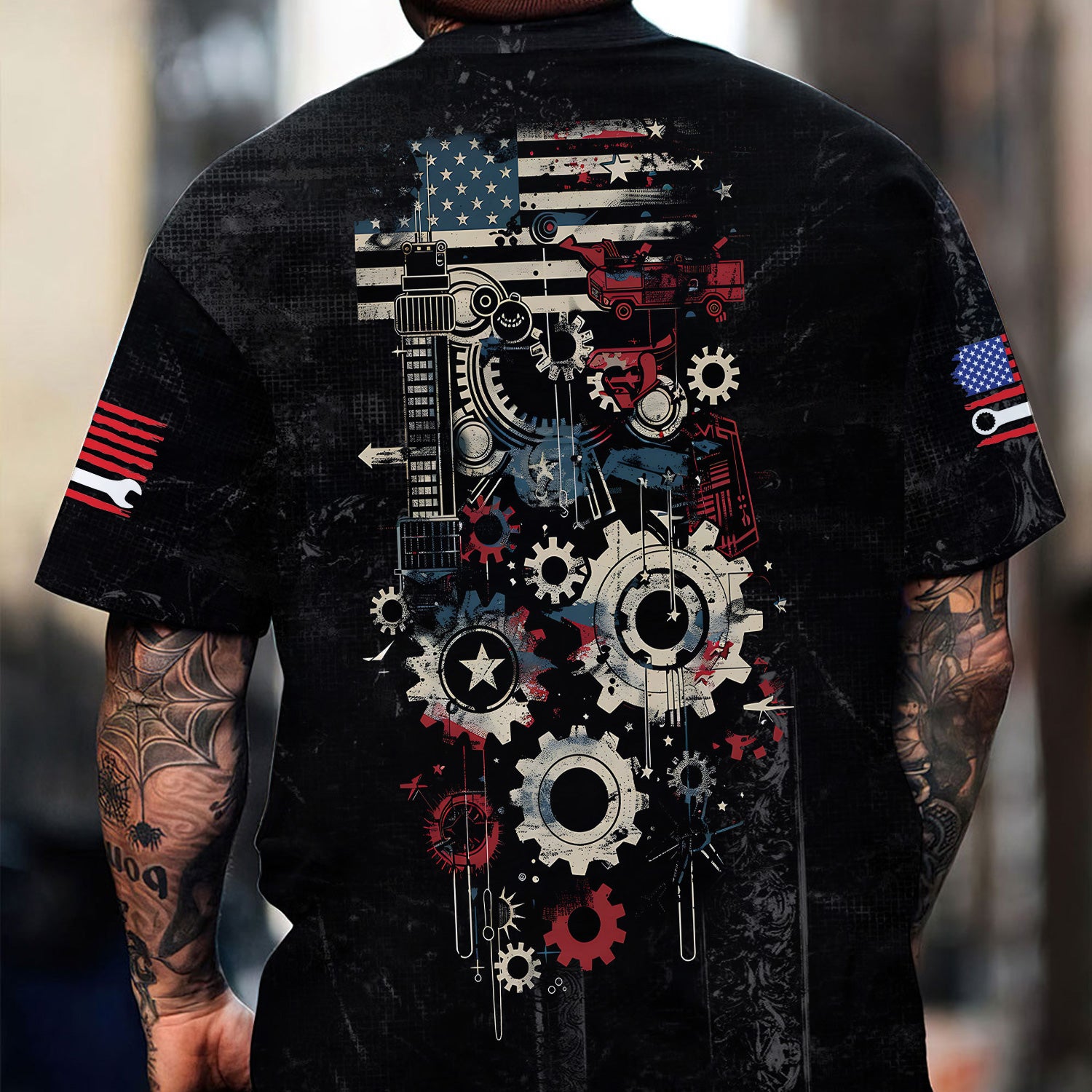 American Flag Mechanic Shirt, Patriotic Auto Repair T-Shirt, Garage Work Gear Tee, Car Repair Gift for Men Mechanics