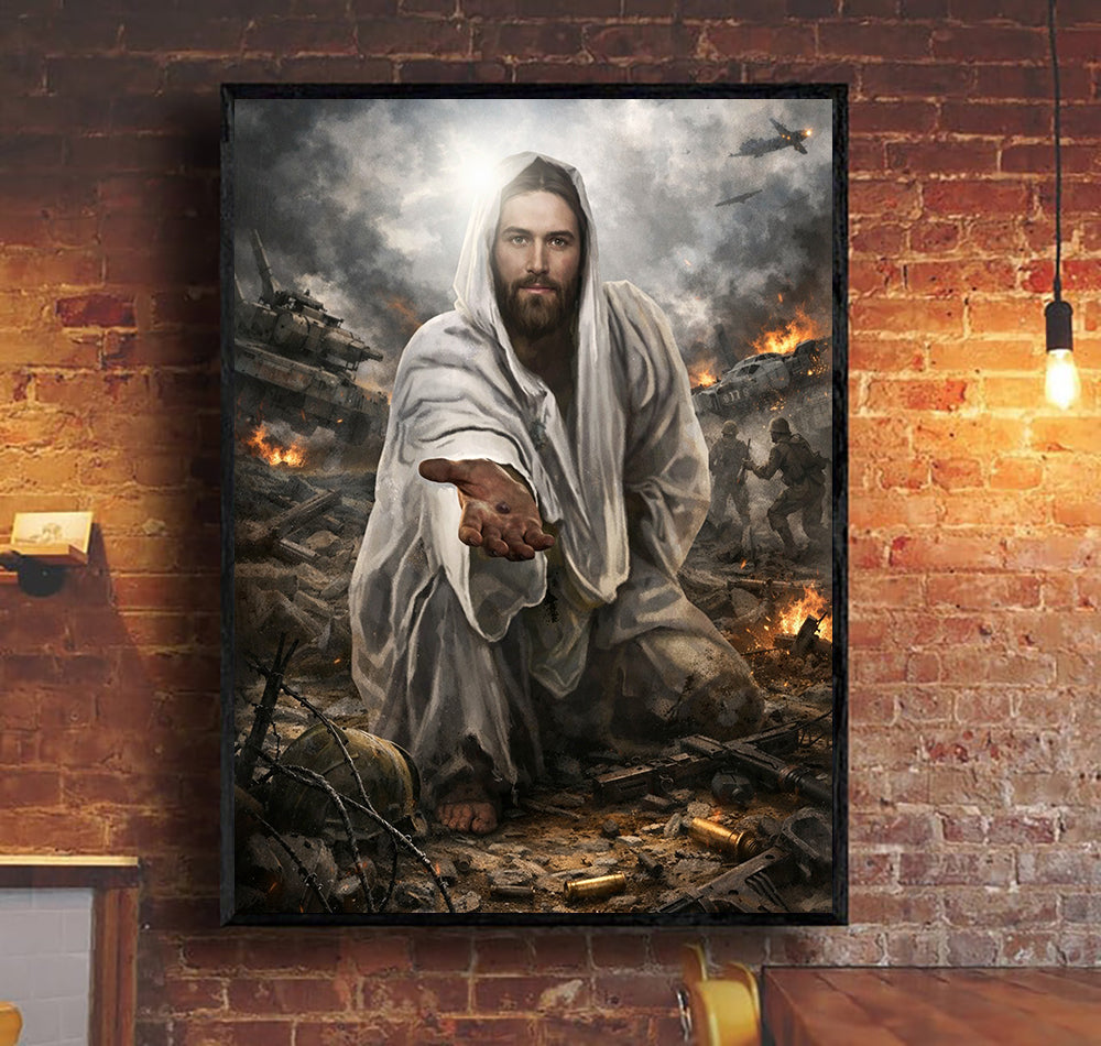 Jesus Hands Canvas A Soldier Is Never Alone Canvas Wall Art, Christian Military Wall Art for Veterans, Faith Home Decor Gift
