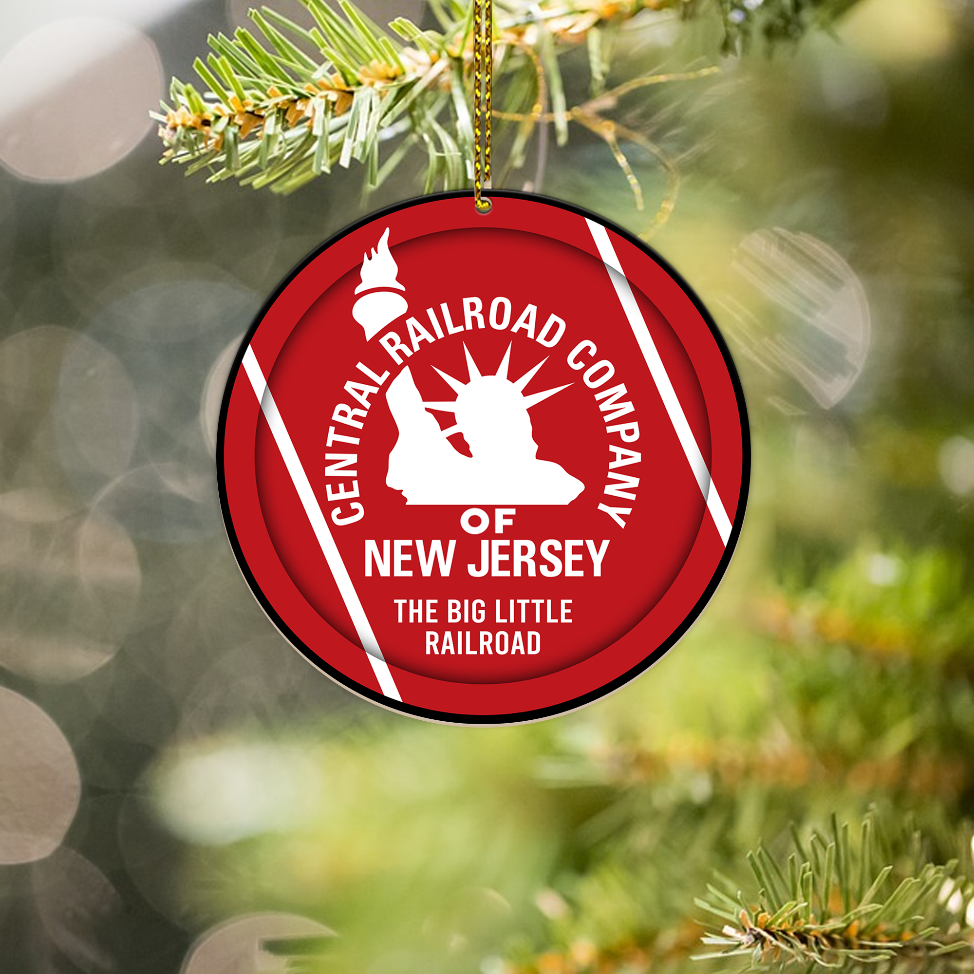 Central Railroad of New Jersey Ornament, Vintage Train Logo Christmas Decoration, Retro Railway Gift for Collectors