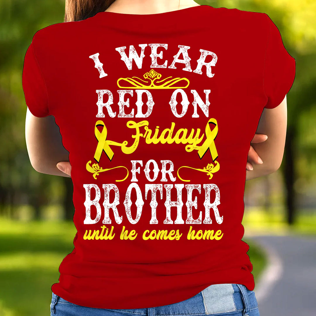 I Wear Red On Friday For My Son Shirt, Military Family Support Tee, Gift for Mom, Dad, or Wife, Patriotic Apparel