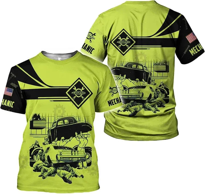 Mechanic T Shirt Funny Auto Repair Garage Vintage Graphic Tee for Car Lovers, Perfect Gift For Mechanic Lover