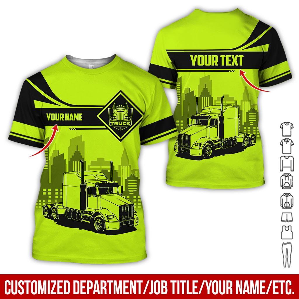 Custom Name Love Semi Truck Shirt, Personalized Work Shirt, Truck Driver Gift