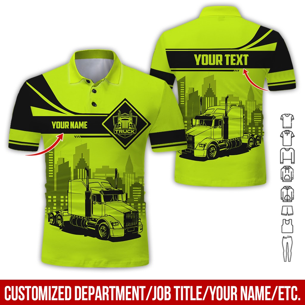 Custom Name Love Semi Truck Shirt, Personalized Work Shirt, Truck Driver Gift